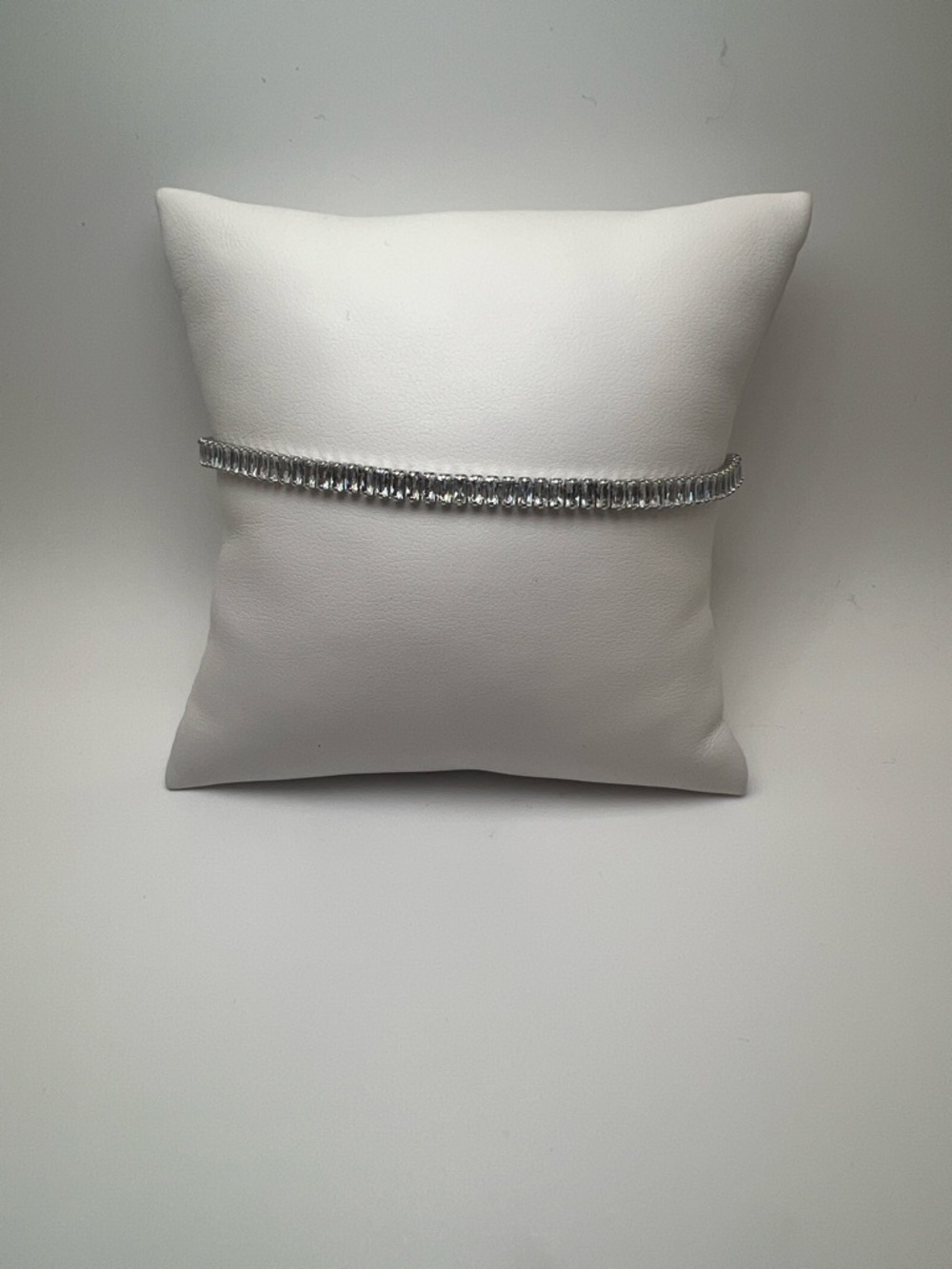 249. White Gold Plated Triple A Baguette CZ Bracelet 6 1/2” - 7”